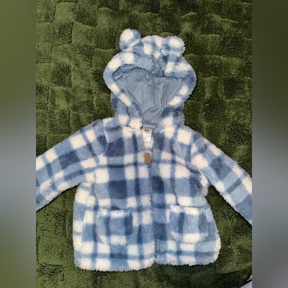 Carter’s baby fuzzy zipper coat with bear ears 6M - Picture 1 of 1